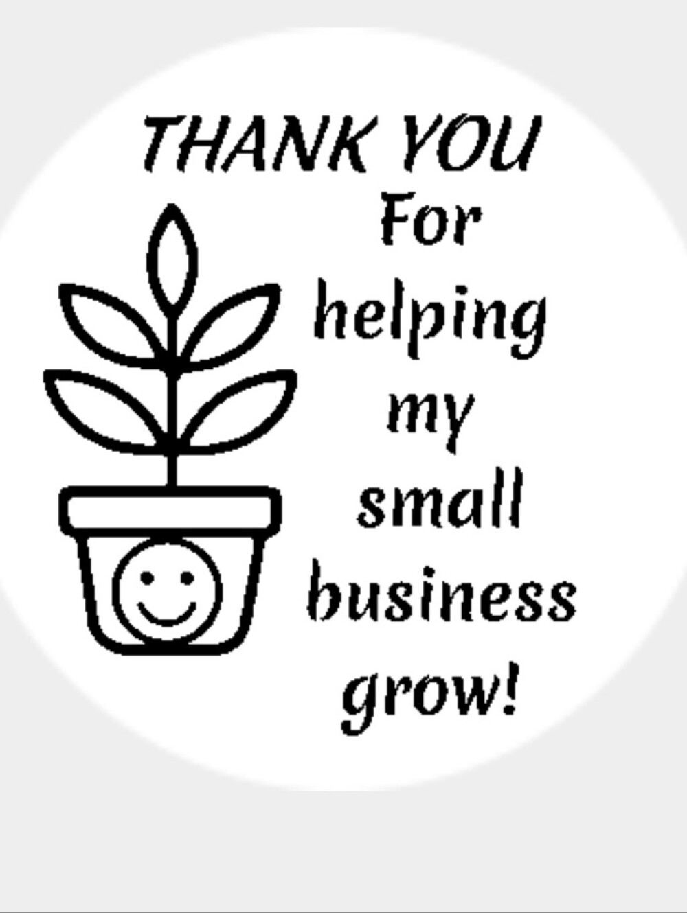 Thank You Sticker — Black & White Plant Design (100)